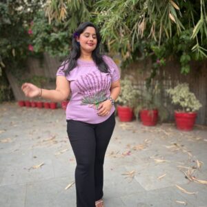 Hand-Painted Lavender Cotton Top for Women