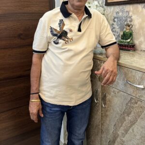 Hand-Painted Eagle Polo T-Shirt for Men | XL Cotton Polo