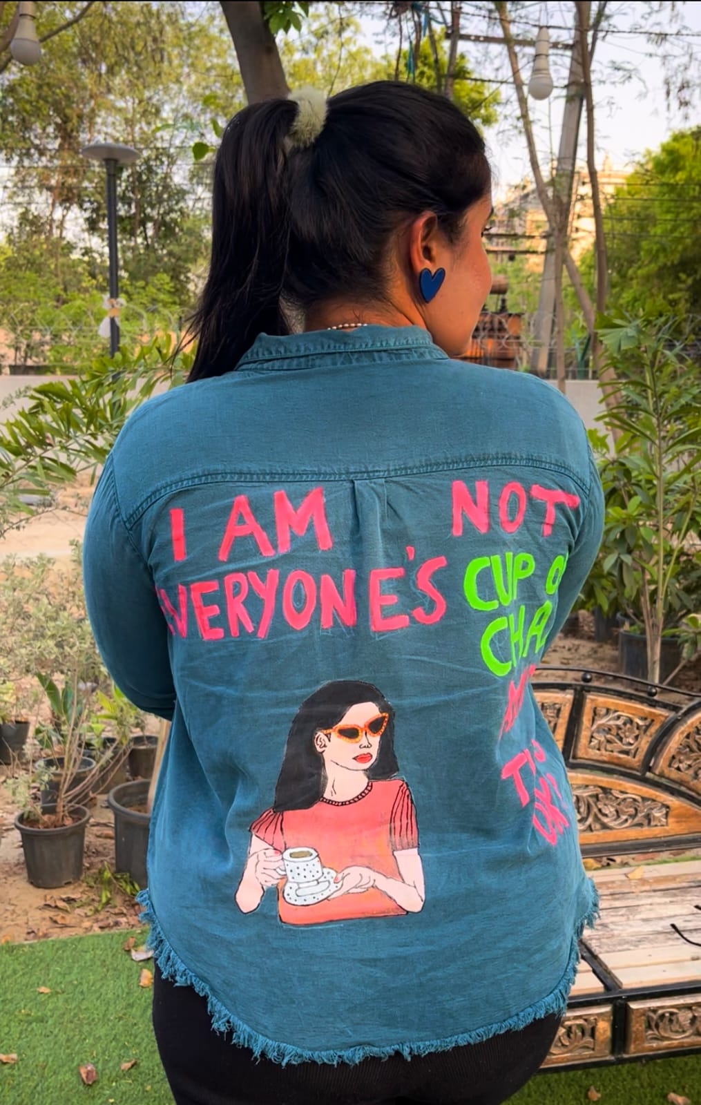 Hand-Painted Blue Shirt – Not Everyone's Cup of Tea - Image 8