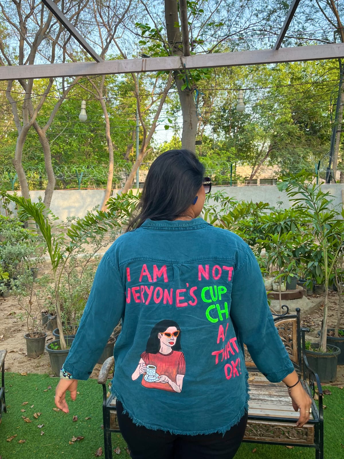 Hand-Painted Blue Shirt – Not Everyone's Cup of Tea - Image 6