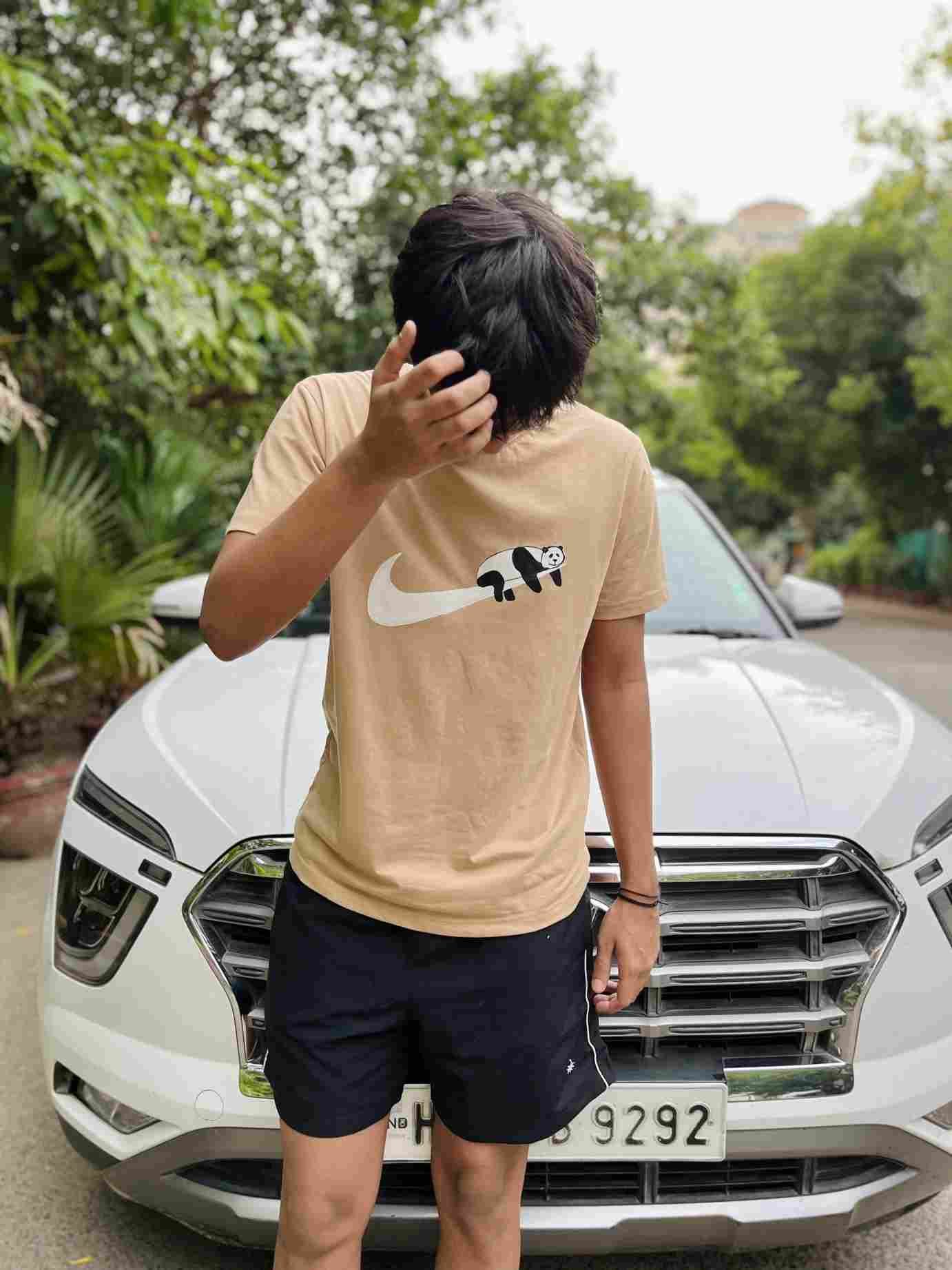 Ehsaas Hand-Painted Panda Beige Cotton T-Shirt for Men - Image 4